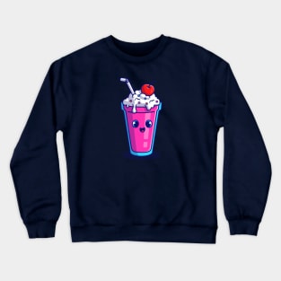 Cute Milkshake With Cherry Cartoon Crewneck Sweatshirt